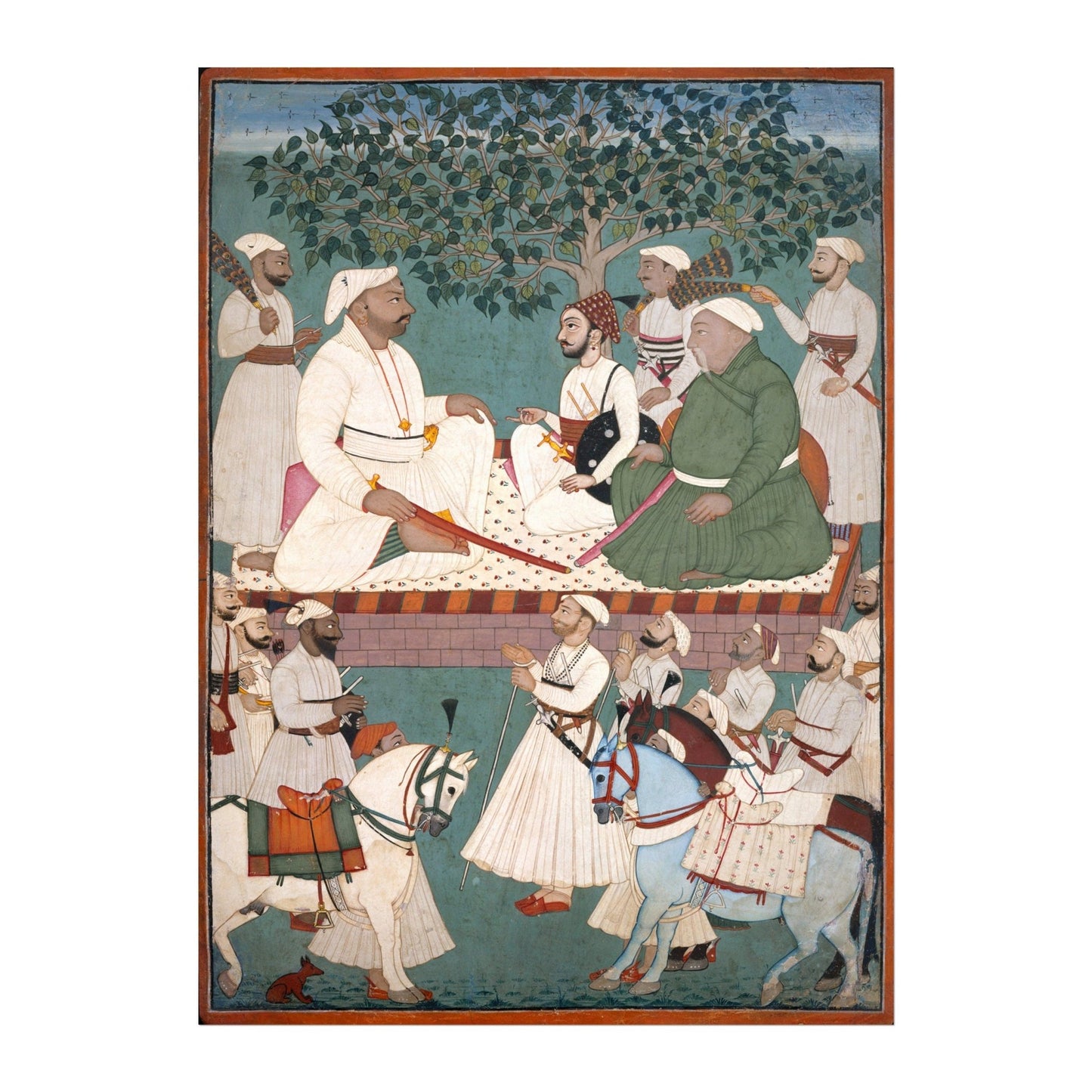 Maharaja Sidh Sen empfängt eine Botschaft (traditionelle indische Miniaturmalerei)
