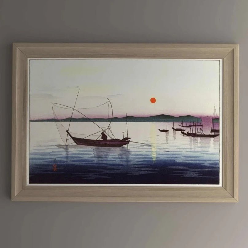 OHARA KOSON - Boats and Setting Sun