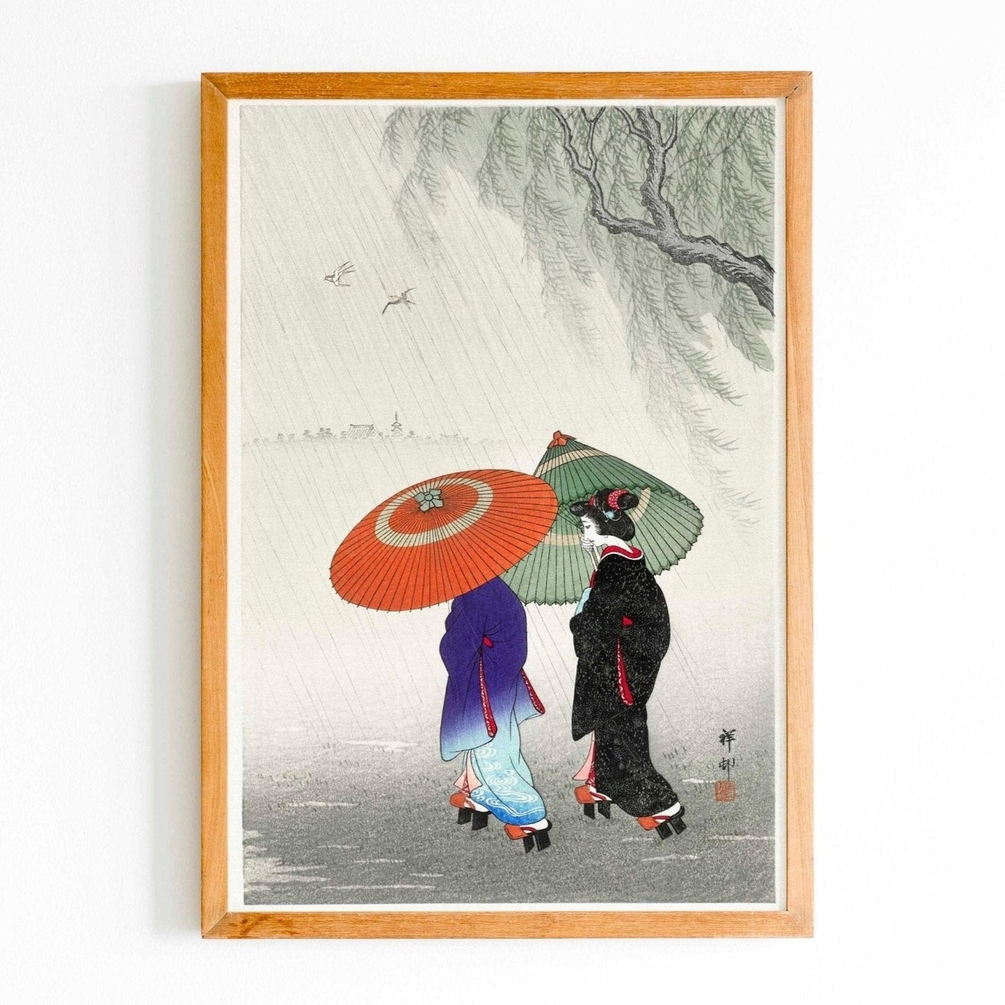 OHARA KOSON - Deux femmes sous la pluie