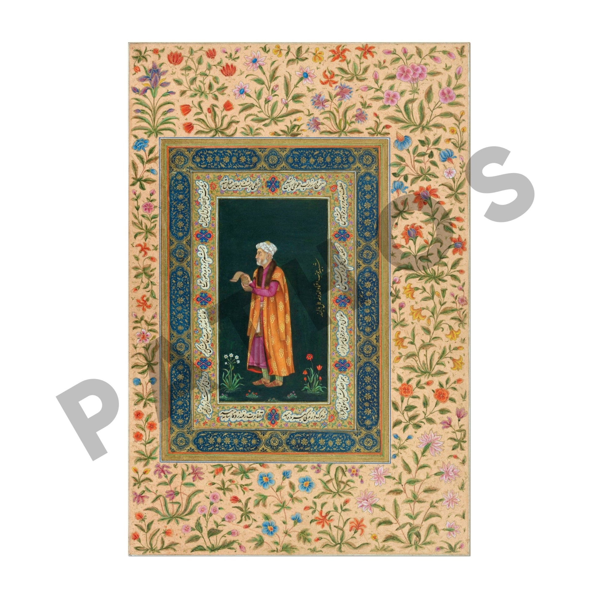 Portrait Of Itimad Al-dawla (Traditional Persian Miniature Painting) - Pathos Studio - Posters, Prints, & Visual Artwork