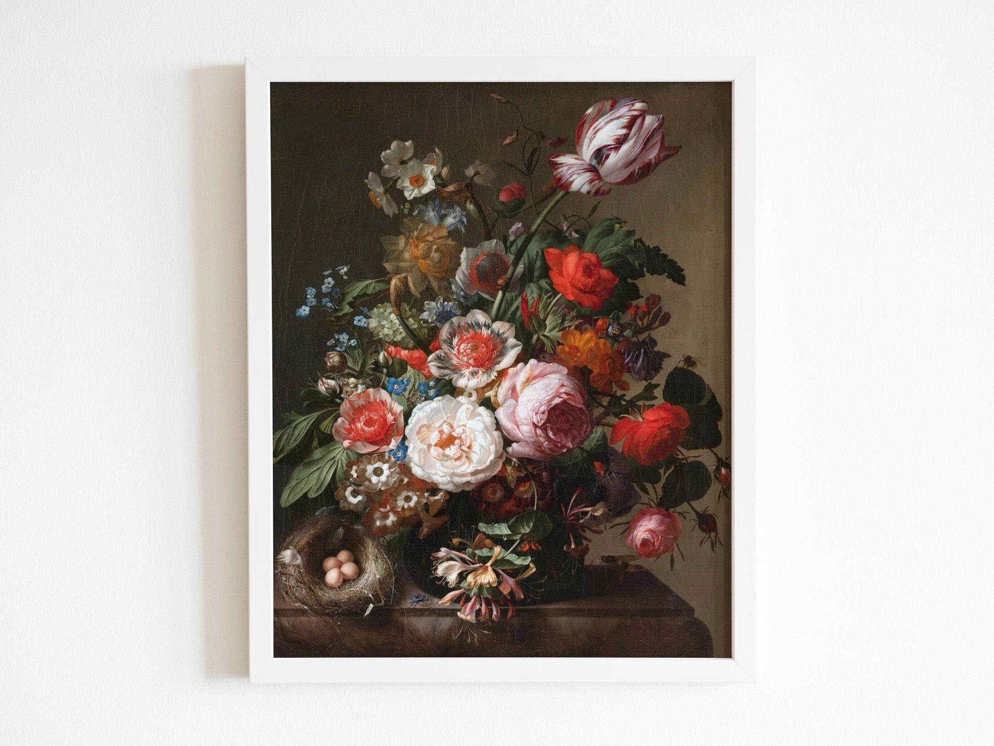 RACHEL RUYSCH - Flowers In A Vase With A Bird's Nest - Pathos Studio - Art Prints