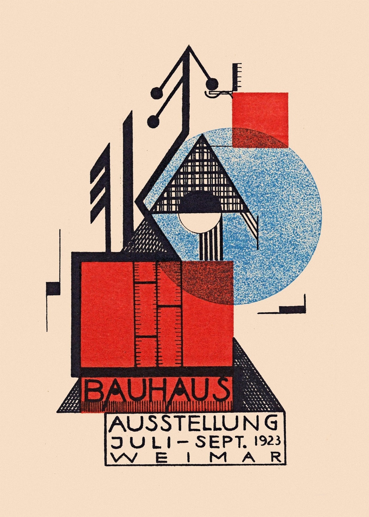 RUDOLF BASCHANT - Exposition Bauhaus Weimar 1923 Vintage Poster