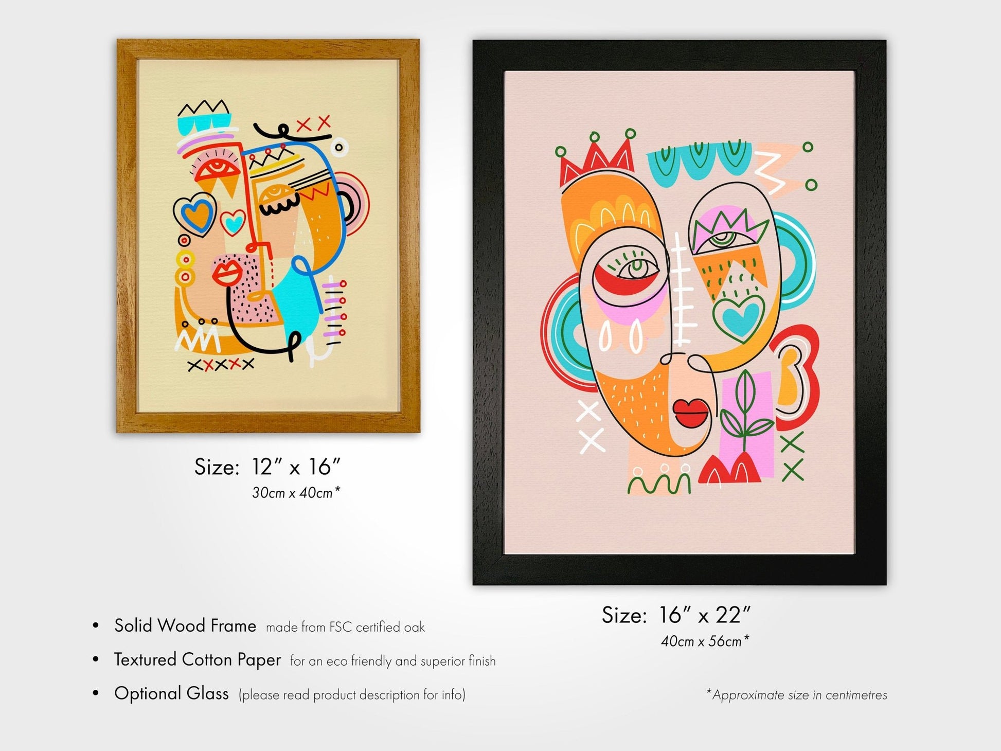 Set of 3 Colourful Abstract Face Prints - Pathos Studio - Art Print Sets