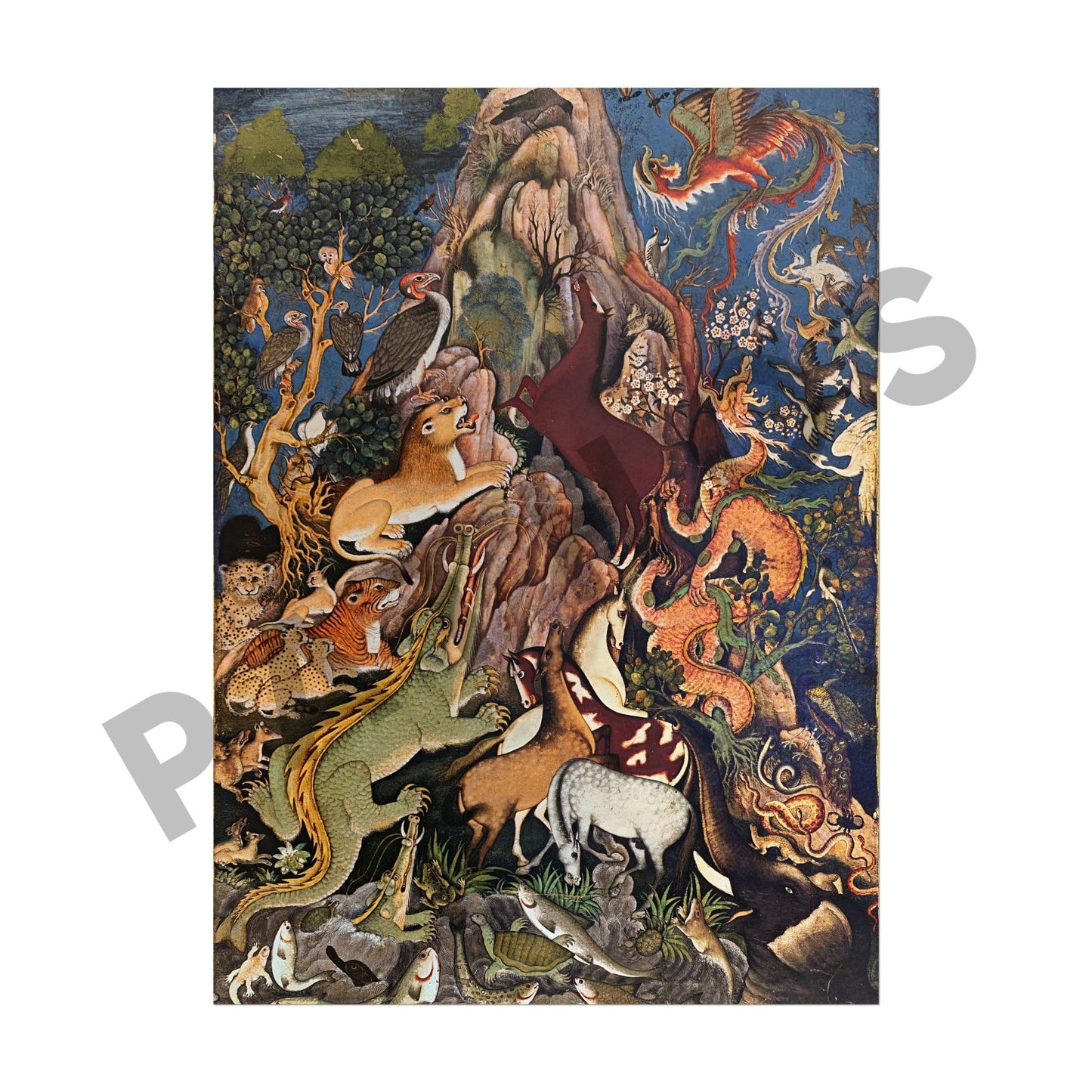 Set of 3 - Traditional Persian Art featuring Mythical Creatures - Pathos Studio - Posters, Prints, & Visual Artwork