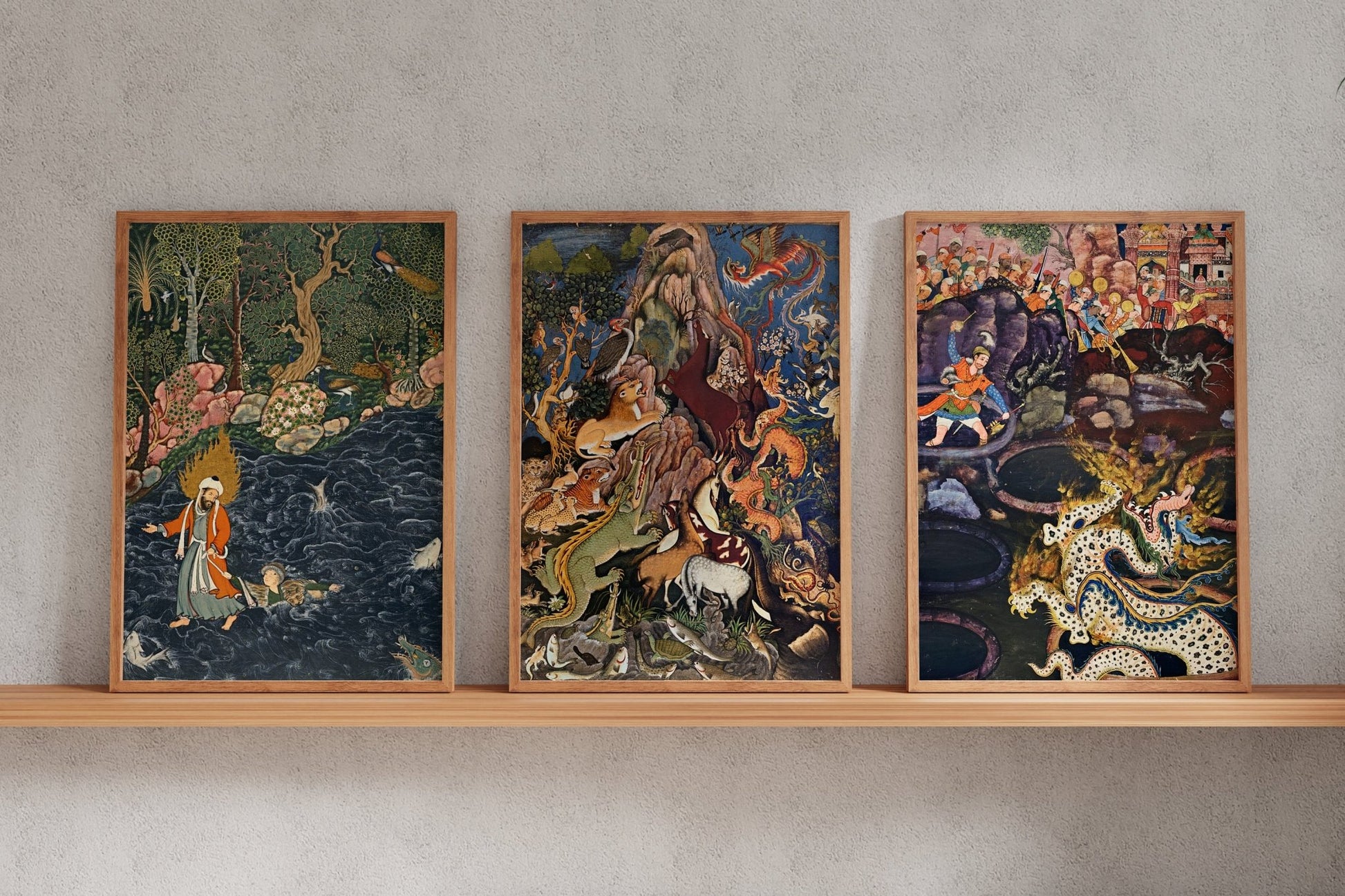 Set of 3 - Traditional Persian Art featuring Mythical Creatures - Pathos Studio - Posters, Prints, & Visual Artwork