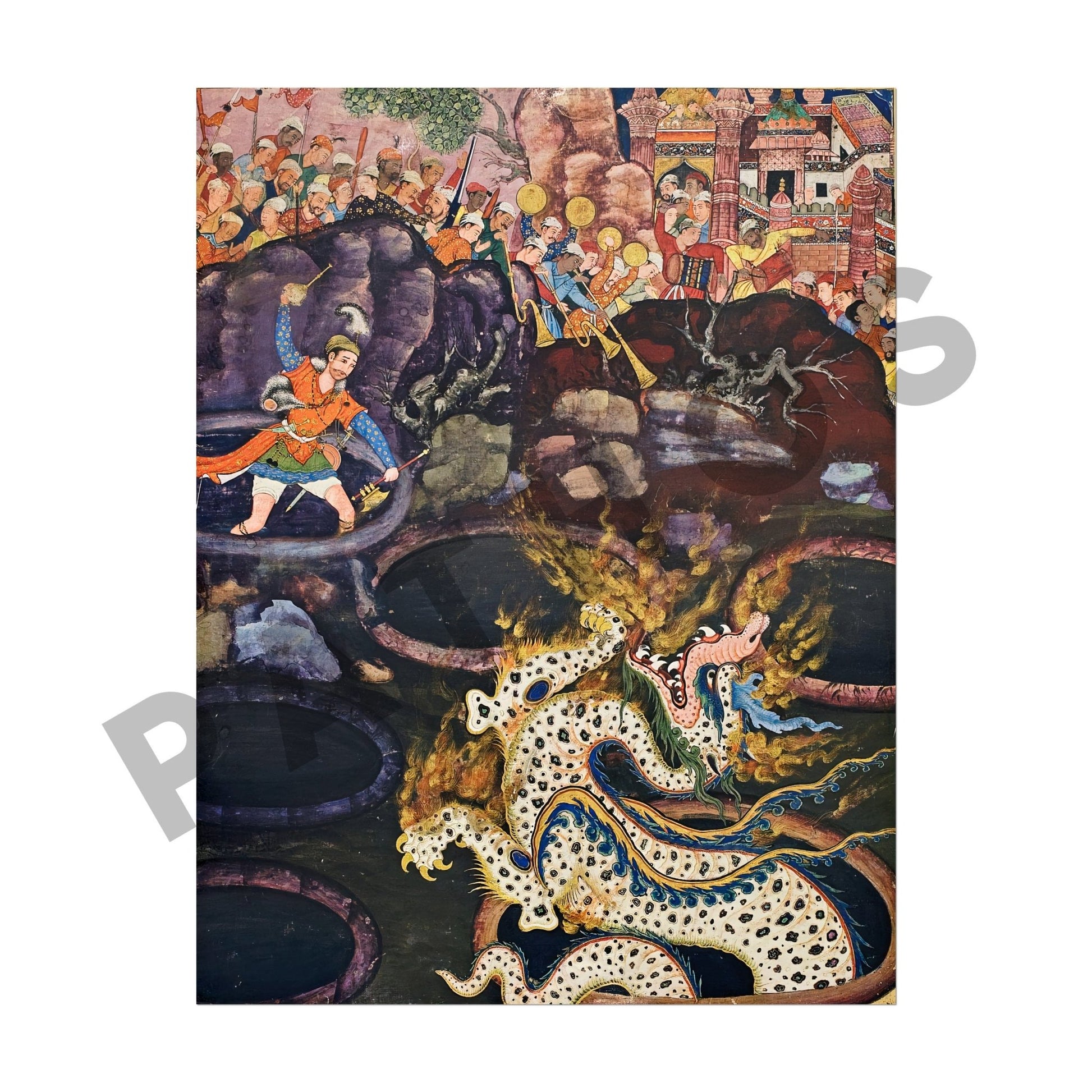 Set of 3 - Traditional Persian Art featuring Mythical Creatures - Pathos Studio - Posters, Prints, & Visual Artwork