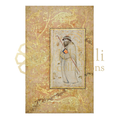 Standing Dervish Holding A Staff (Antique Persian Art) - Pathos Studio - Art Prints