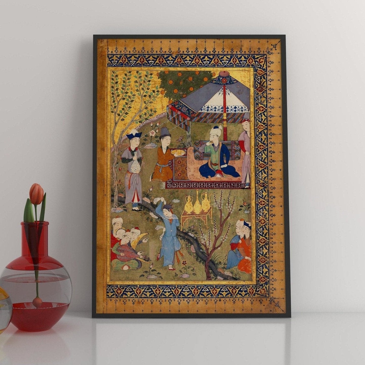 Der Hof von Pir Budaq (traditionelle persische Miniaturkunst)