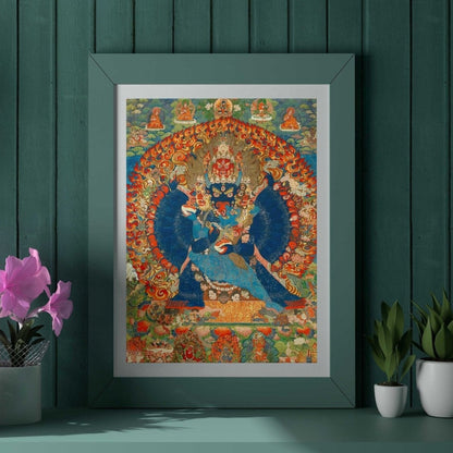 Thangka tibétain représentant Vajrabhairava (peinture bouddhiste traditionnelle)