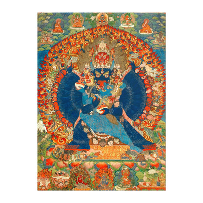 Thangka tibétain représentant Vajrabhairava (peinture bouddhiste traditionnelle)