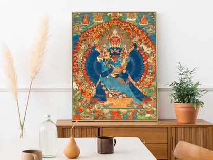 Thangka tibétain représentant Vajrabhairava (peinture bouddhiste traditionnelle)