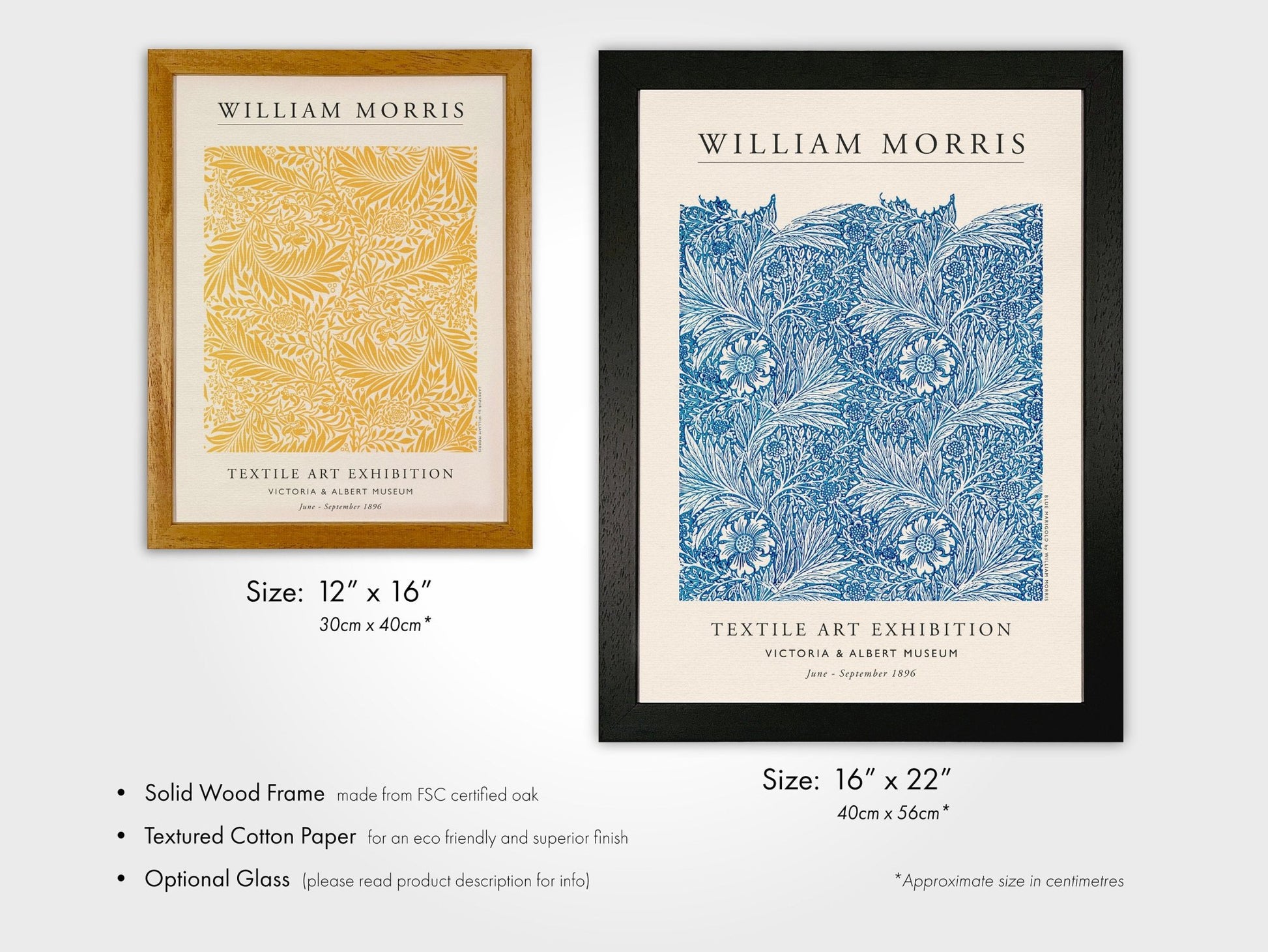 WILLIAM MORRIS - Set of 3 Textile Exhibition Posters - Pathos Studio - Art Print Sets