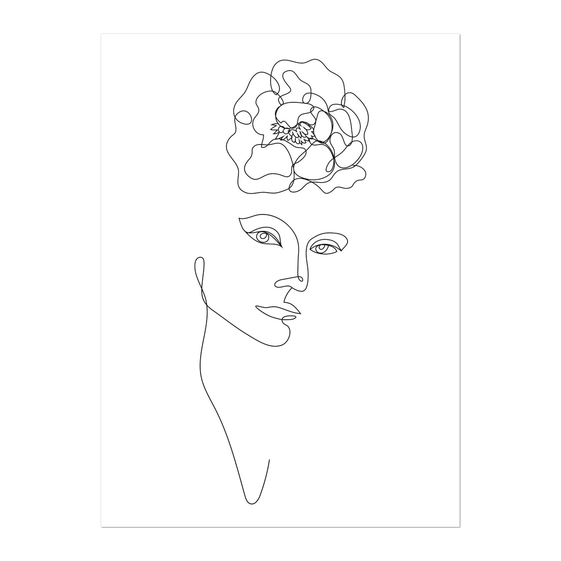 Woman & Flower Line Art Print 02 - Pathos Studio - Art Prints