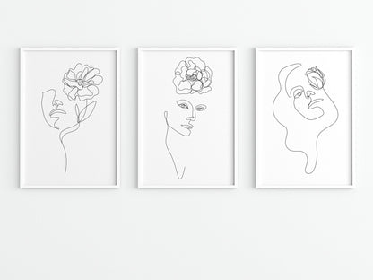 Woman & Flower Line Art Print 02 - Pathos Studio - Art Prints